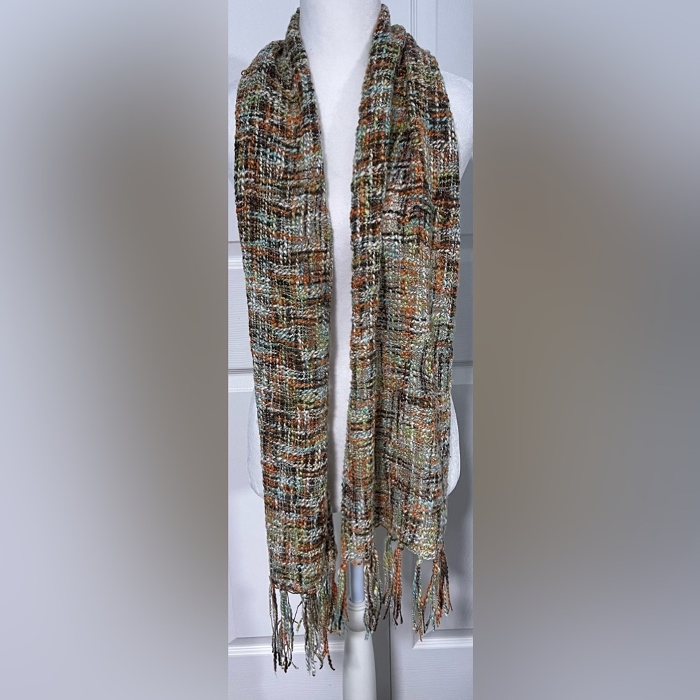 Multicolor Woven Fringe Scarf - Earth Tone Mix